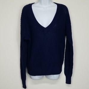 NEW VS Pink Navy Small V-Neck Boyfriend Sweater